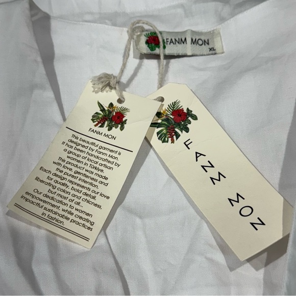 NWT Fanm Mon Larson Butterfly Embroidered Long Sleeve V Neckline Dress Size XL - Picture 7 of 14